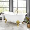 Budget 😍 Signature Hardware Lena 72 x 30-1/2 in. Freestanding Bathtub with Rear Center Drain in White 🔥 -Signature Hardware Shop Query 1003
