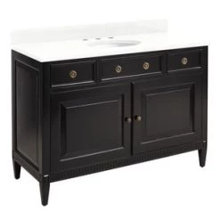 Best Pirce ⌛ Signature Hardware Hawkins 48 in. Floor Mount Vanity in Black ✔️