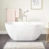 Flash Sale 🧨 Signature Hardware Hibiscus 59 x 29-1/2 in. Freestanding Soaker Bathtub with Center Drain in White 😍 -Signature Hardware Shop Query