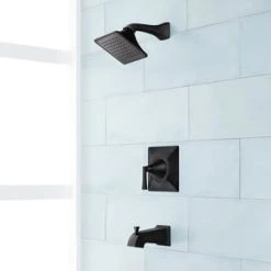 Promo 🔔 Signature Hardware Vilamonte Single Handle Single Function Bathtub & Shower Faucet in Matte Black (Trim Only) ❤️
