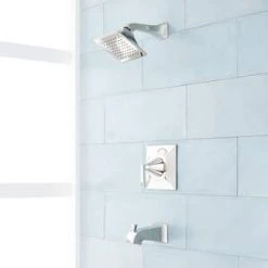 Buy 👏 Signature Hardware Vilamonte Single Handle Single Function Bathtub & Shower Faucet in Polished Nickel (Trim Only) 💯 -Signature Hardware Shop Query 1069