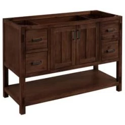 Best Pirce 🔥 Signature Hardware Morris 48 in. Floor Mount Vanity in Rustic Brown with Carrara 😀 -Signature Hardware Shop Query 1119