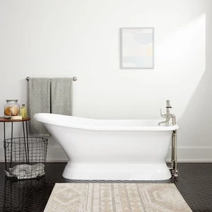 Coupon π Signature Hardware Jude 66 x 30 in. Freestanding Bathtub End Drain in White π 3 Coupon π Signature Hardware Jude 66 x 30 in. Freestanding Bathtub End Drain in White π