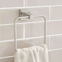 Coupon 🎉 Signature Hardware Rigi Square Closed Towel Ring in Brushed Nickel 🌟