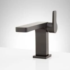 Buy 🛒 Signature Hardware Hibiscus Single Handle Centerset Bathroom Sink Faucet with Pop-Up Drain Assembly in Matte Black 🥰