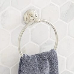 Outlet 🎉 Signature Hardware Beasley Round Closed Towel Ring in Polished Nickel 💯