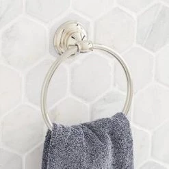 Outlet 🎉 Signature Hardware Beasley Round Closed Towel Ring in Polished Nickel 💯 -Signature Hardware Shop Query 1267