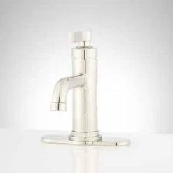 Budget 🛒 Signature Hardware Greyfield 1.2 gpm 1-Hole Deck Mount Bathroom Sink Faucet with Single Lever Handle in Polished Nickel ⭐ -Signature Hardware Shop Query 1277
