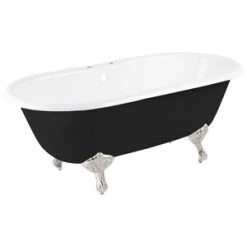 Best deal 😀 Signature Hardware Sanford 66 x 30-1/4 in. Freestanding Bathtub with Rear Center Drain in Black ⌛