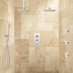 Brand new 🧨 Signature Hardware Ryle Three Handle Single Function Shower System in Brushed Nickel ⌛