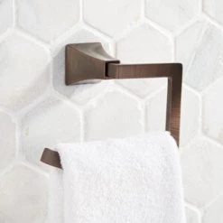 Discount 🌟 Signature Hardware Vilamonte Rectangular Open Towel Ring in Oil Rubbed Bronze 🧨