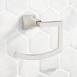 Best deal 💯 Signature Hardware Vilamonte Rectangular Open Towel Ring in Polished Nickel 😍 -Signature Hardware Shop Query 1370