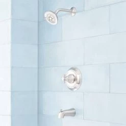 Best reviews of 🔔 Signature Hardware Boca Raton Single Handle Multi Function Bathtub & Shower Faucet in Brushed Nickel (Trim Only) 🧨 -Signature Hardware Shop Query 1462