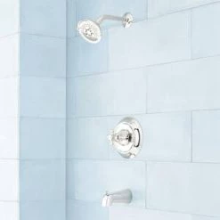 Wholesale ✨ Signature Hardware Boca Raton Single Handle Multi Function Bathtub & Shower Faucet in Polished Nickel (Trim Only) 🤩 -Signature Hardware Shop Query 1475
