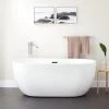 Best deal 🔔 Signature Hardware Boyce 64-3/4 x 29-1/2 in. Freestanding Bathtub Offset Drain in White with Blacks Trim 😉 -Signature Hardware Shop Query 1513