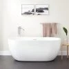 Brand new ⭐ Signature Hardware Boyce 64-3/4 x 29-1/2 in. Freestanding Bathtub Offset Drain in White with Chromes Trim 🔥 -Signature Hardware Shop Query 1515