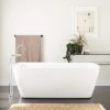 Wholesale 🌟 Signature Hardware Zaida 67 x 31-1/8 in. Freestanding Bathtub End Drain in White with Brass Tones Trim 🎉 -Signature Hardware Shop Query 1536