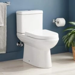 Discount ✨ Signature Hardware Milazzo Elongated ADA Toilet Bowl with Seat in White 🎁