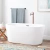 Brand new ✨ Signature Hardware Abescon 55 x 27 in. Freestanding Bathtub Center Drain in White with Bronze Tones Trim 🎁 -Signature Hardware Shop Query 1598