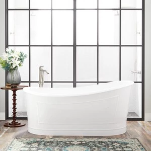 Buy 𧨠Signature Hardware Royston 66 x 34-1/2 in. Freestanding Bathtub End Drain in White with Black Trim βοΈ 3 Buy 𧨠Signature Hardware Royston 66 x 34-1/2 in. Freestanding Bathtub End Drain in White with Black Trim βοΈ