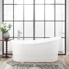Best Pirce ⭐ Signature Hardware Royston 66 x 34-1/2 in. Freestanding Bathtub End Drain in White with Polished Nickel Trim ⌛ -Signature Hardware Shop Query 1605
