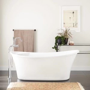 Discount π€© Signature Hardware Kemrick 66 x 29-1/2 in. Freestanding Bathtub End Drain in White with Nickel Tones Trim π₯° 3 Discount π€© Signature Hardware Kemrick 66 x 29-1/2 in. Freestanding Bathtub End Drain in White with Nickel Tones Trim π₯°