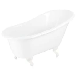 Coupon 🎁 Signature Hardware Colwyn 61-1/2 x 31 in. Freestanding Bathtub End Drain in White 🔥
