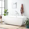 Best deal 🌟 Signature Hardware Sophia 68-5/8 x 29-5/8 in. Freestanding Bathtub Center Drain in White with Polished Brass Trim 🌟 -Signature Hardware Shop Query 1625