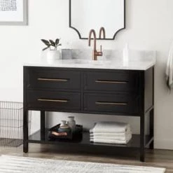 Flash Sale 😍 Signature Hardware Robertson Floor Mount Vanity in Black ✨ -Signature Hardware Shop Query 1643