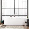 Coupon 🔔 Signature Hardware Ashington 70 x 33-1/4 in. Freestanding Bathtub Center Drain in White with Black Trim ⭐ -Signature Hardware Shop Query 1676