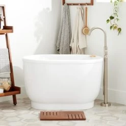 Cheapest 💯 Signature Hardware Pelion 47 x 30 in. Freestanding Bathtub with Right Drain in White 🔔