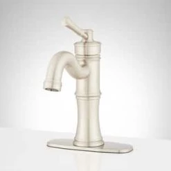 Discount ❤️ Signature Hardware St. Martin Single Handle Centerset Bathroom Sink Faucet in Brushed Nickel ✔️ -Signature Hardware Shop Query 1748