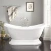 Brand new 🛒 Signature Hardware Rosalind 63 x 28 in. Freestanding Bathtub with Rear Center Drain in White 🔔 -Signature Hardware Shop Query 1774
