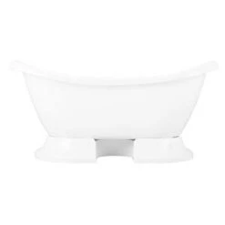 Brand new 🛒 Signature Hardware Rosalind 63 x 28 in. Freestanding Bathtub with Rear Center Drain in White 🔔 -Signature Hardware Shop Query 1776