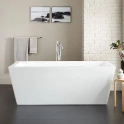 Hot Sale β¨ Signature Hardware Eaton 59 x 32 in. Freestanding Bathtub with Center Drain in White π―