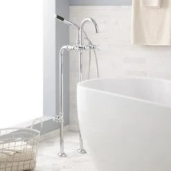 Best deal ⌛ Signature Hardware Sebastian Three Handle Lever Floor Mount Filler in Chrome 👏