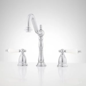 New π Signature Hardware Victorian Two Handle Widespread Bathroom Sink Faucet in Polished Chrome 𧨠3 New π Signature Hardware Victorian Two Handle Widespread Bathroom Sink Faucet in Polished Chrome π§¨