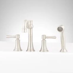 Best deal 🌟 Signature Hardware St. Martin 4-Hole Roman Tub Faucet Trim with Double-Handle in Brushed Nickel 🥰 -Signature Hardware Shop Query 1912