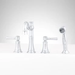 Best Pirce 🎁 Signature Hardware St. Martin 4-Hole Roman Tub Faucet Trim with Double-Handle in Polished Chrome ⭐