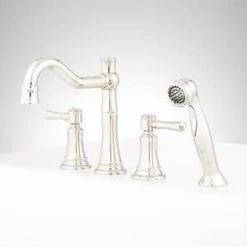 Cheapest 🔔 Signature Hardware St. Martin 4-Hole Roman Tub Faucet Trim with Double-Handle in Polished Nickel 🥰 -Signature Hardware Shop Query 1917