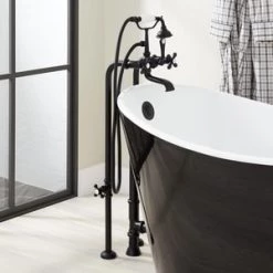 Buy ✔️ Signature Hardware Three Handle Cross Floor Mount Filler in Matte Black 🛒