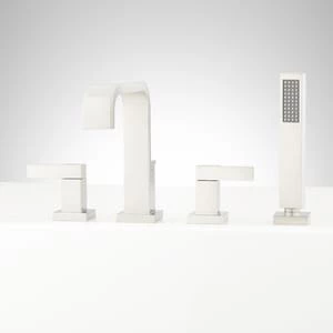 Outlet π Signature Hardware Pendleton 1.8 gpm 4-Hole Deck Mount Roman Tub Faucet with Double Lever Handle and Hand Shower in Brushed Nickel π 3 Outlet π Signature Hardware Pendleton 1.8 gpm 4-Hole Deck Mount Roman Tub Faucet with Double Lever Handle and Hand Shower in Brushed Nickel π