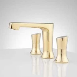 Outlet 👍 Signature Hardware Hitchens Two Handle Widespread Bathroom Sink Faucet in Polished Brass 💯 -Signature Hardware Shop Query 1998