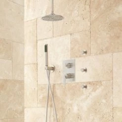 Flash Sale 💯 Signature Hardware Trimble Two Handle Single Function Shower System in Brushed Nickel 🎉