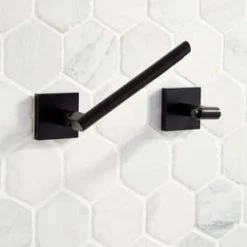 Hot Sale 👍 Signature Hardware Hibiscus Wall Toilet Tissue Holder in Matte Black 🔥 -Signature Hardware Shop Query 2099