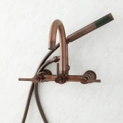 Discount π Signature Hardware Sebastian Three Handle Wall Mount Filler in Oil Rubbed Bronze β¨