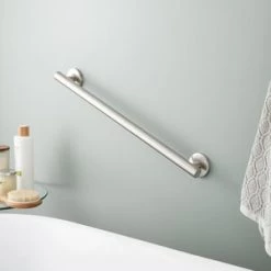 Cheapest 𧨠Signature Hardware Contemporary 1-1/4 x 24 in. Grab Bar in Brushed Nickel π