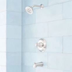 Wholesale ⌛ Signature Hardware Boca Raton Single Handle Multi Function Bathtub & Shower Faucet in Brushed Nickel ✨