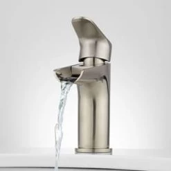 Best Pirce 👍 Signature Hardware Pagosa Single Handle Monoblock Bathroom Sink Faucet in Brushed Nickel 🔥