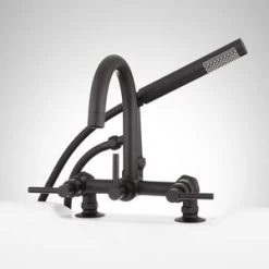 Discount 🎉 Signature Hardware Telephone Three Handle Roman Tub Faucet in Matte Black 🎉